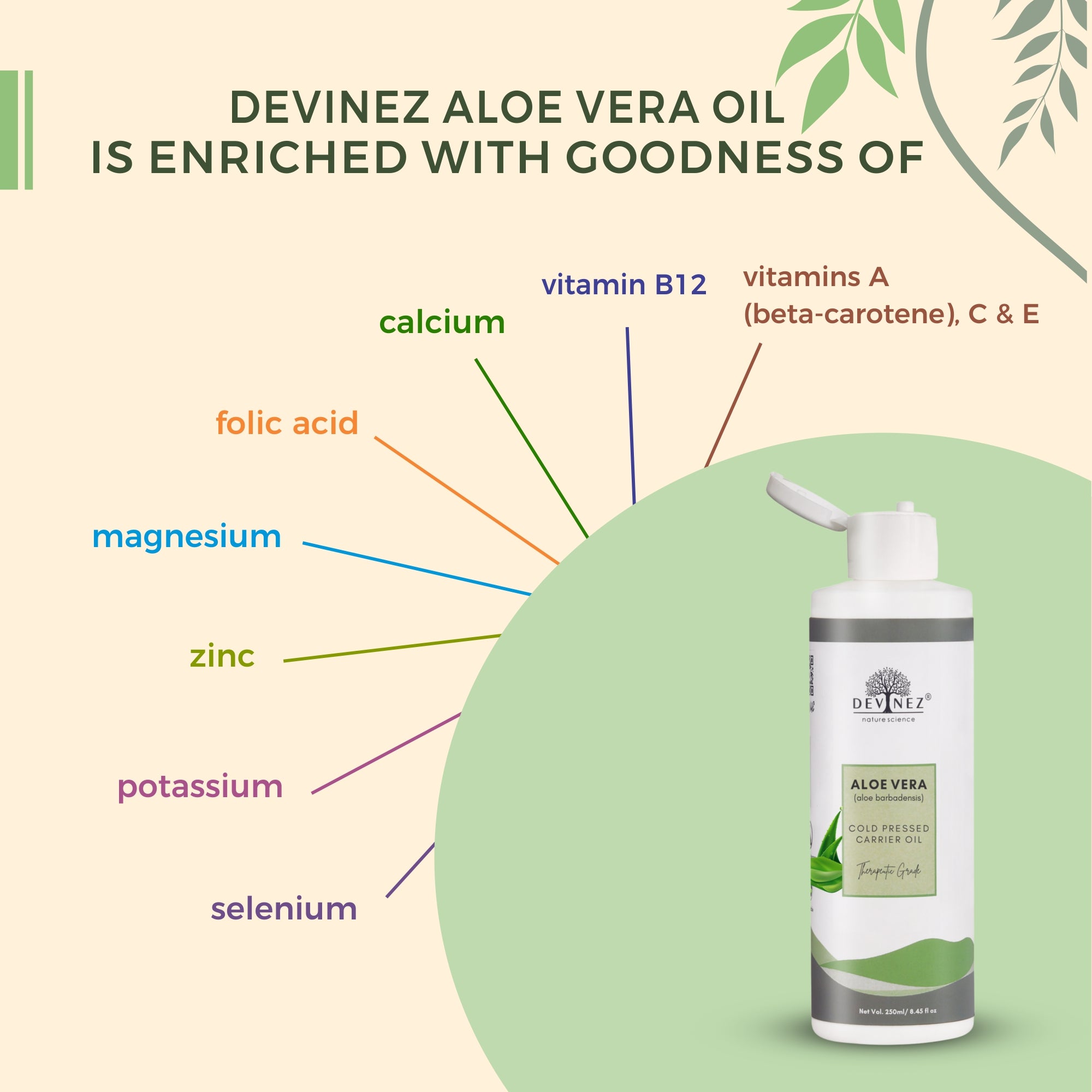 Devinez Aloe Vera Oil 220ml 100 Pure Natural Undiluted