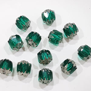 6mm Emerald Czech Cathedral Beads