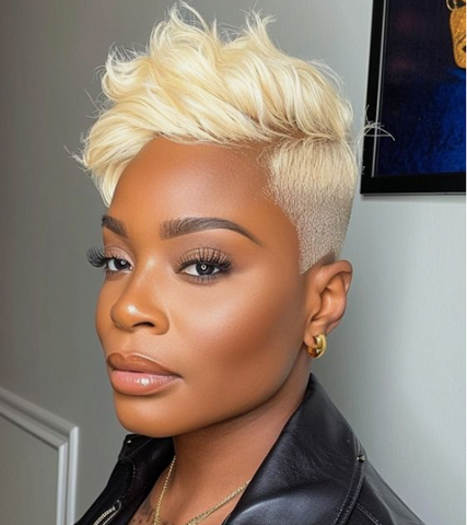 blonde Asymmetrical Pixie cut lace wig