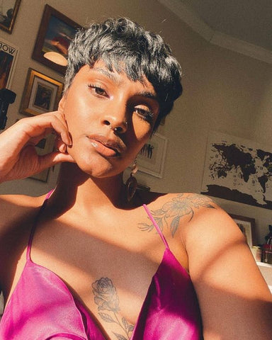 Pixie cut wig with Retro Accessories for black women