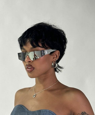 Pixie cut lace wig with Statement Glasses for black women