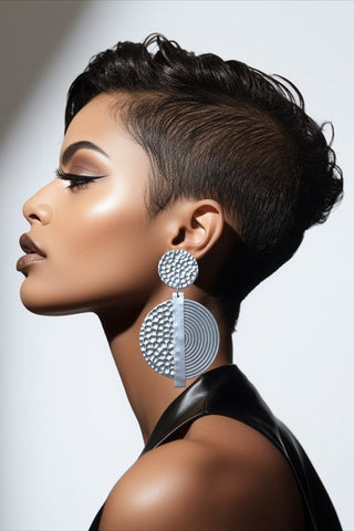 Pixie cut lace wig with Statement Earrings for black women