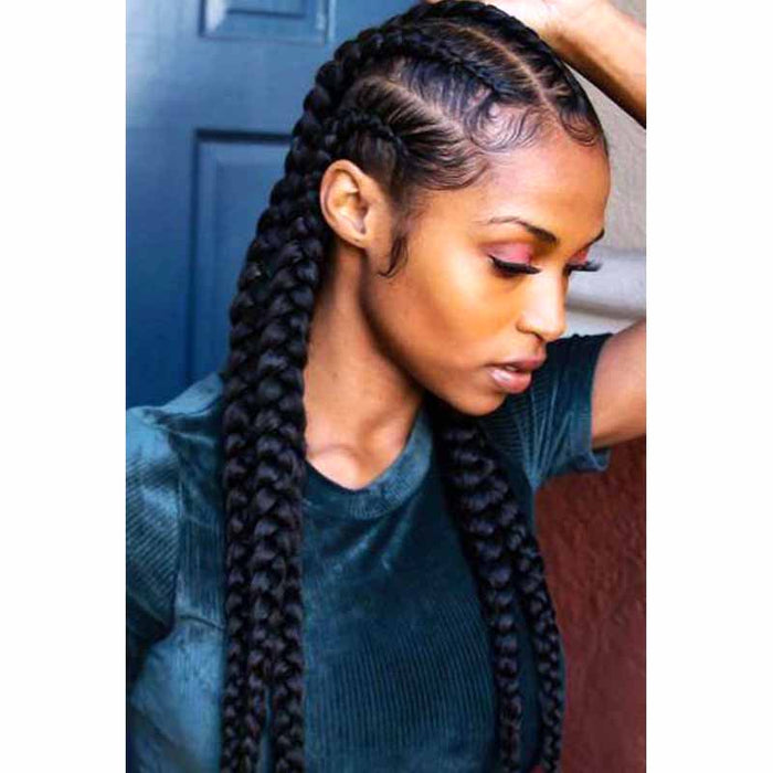 30inch Long Black cornrow braided Lace frontal wig for Black Women ...