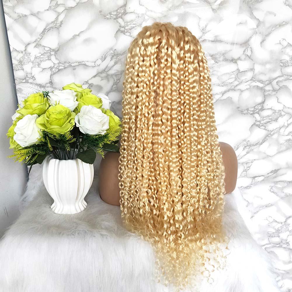 New 613 Color Kinky Curl Full Lace Wig Blonde Human Hair Surprisehair