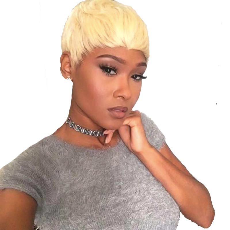 Short Blonde Straight Pixie Cut Wig Lace Front Human Hair Surprisehair Surprisehair