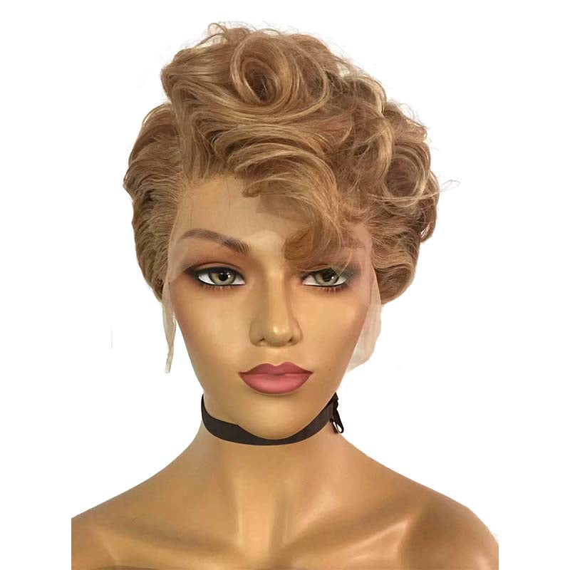 Short Brown Pixie Cut Curly Lace Wig Brazilian Human Hair Surprisehair