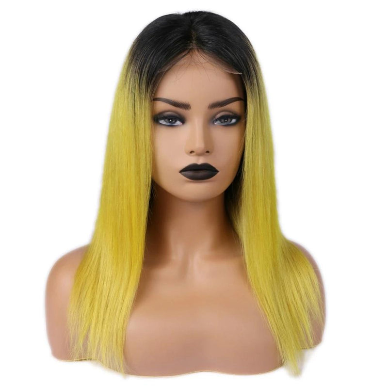 4x4 lace closure yellow ombre wig human hair for African ...