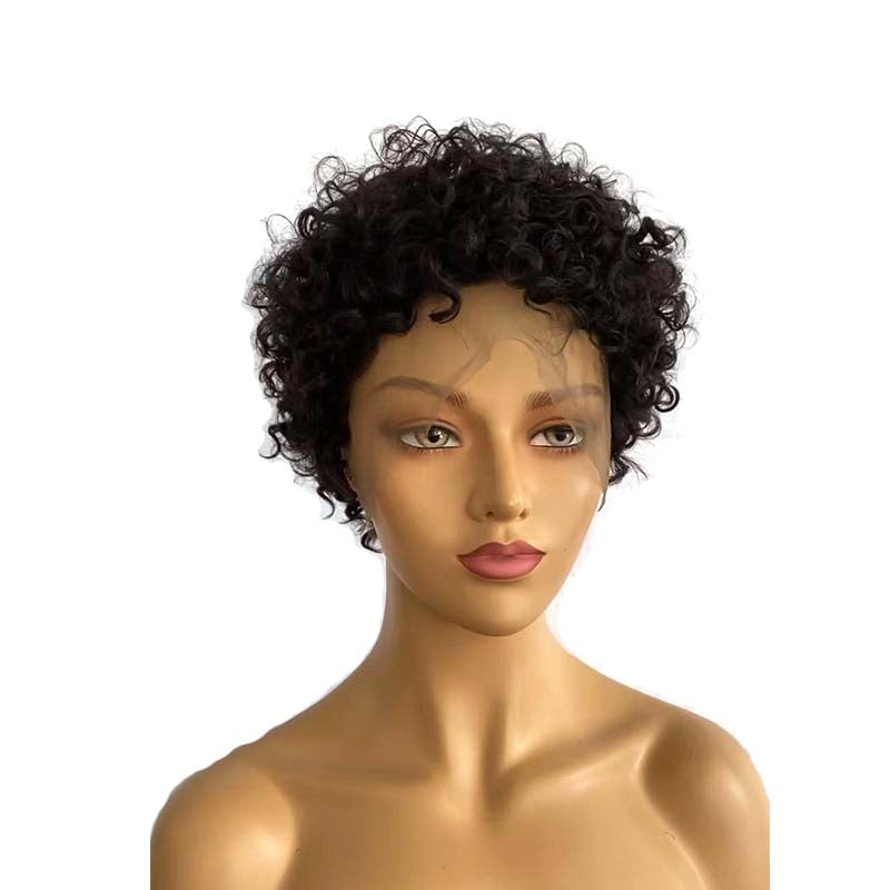 Short Black Pixie Cut Curly Wig Lace front Brazilian Hair Surprisehair ...