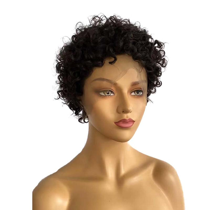 Short Black Pixie Cut Curly Wig Lace front Brazilian Hair Surprisehair ...