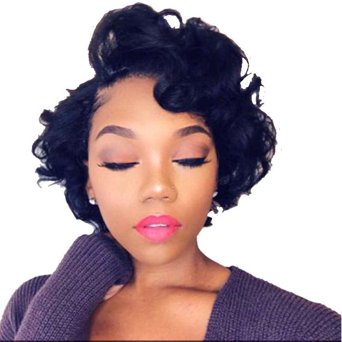 Natural Curl Pixie Cut Wig Virgin Human Hair Short Lace Frontal Wig