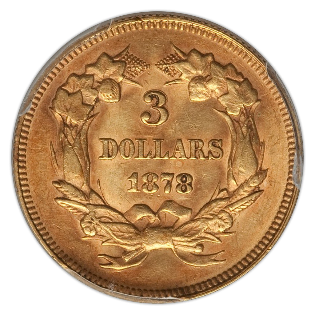 DEAL! RARE! Gold $3 United States 1878 AU-58 PCGS CAC Approved - Coin ...