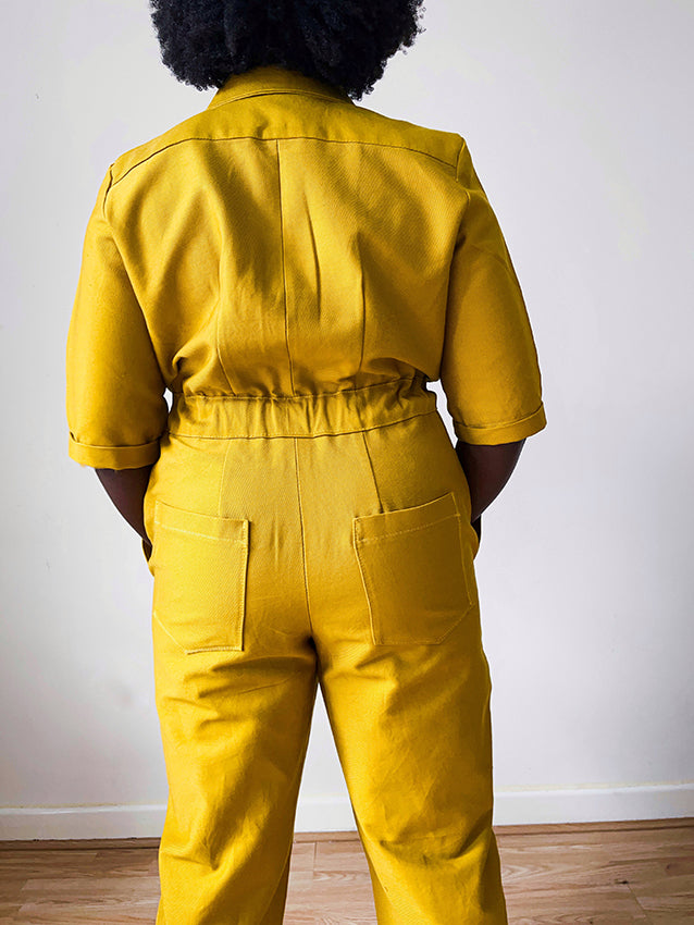 ruth intrepid boilersuit mustard ventana cotton twill