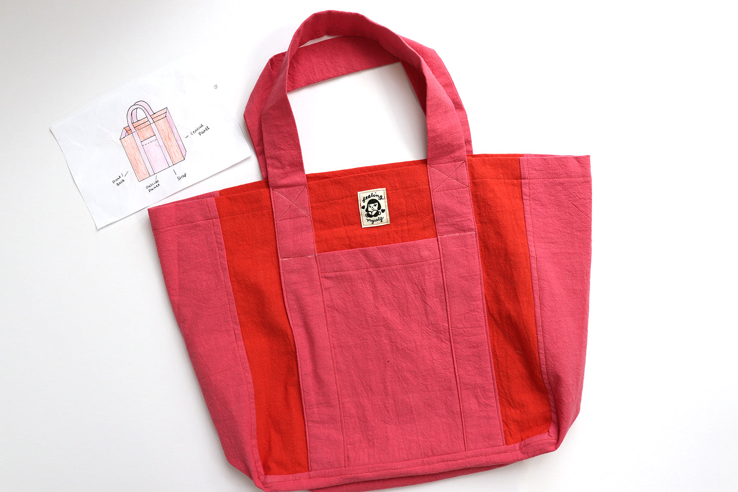 kylie and the machine mule tote bag pattern in washed cotton