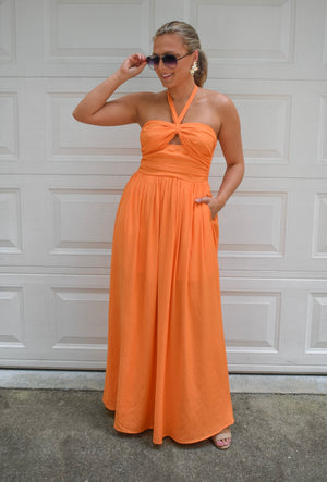 Seabrook Halter Maxi Dress - Orange