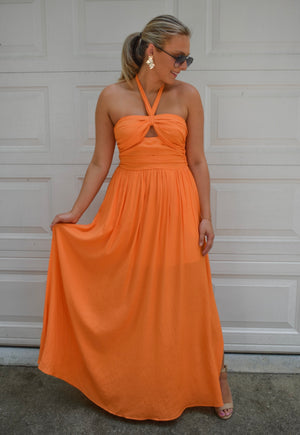 Seabrook Halter Maxi Dress - Orange