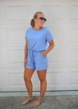 The Rebekah Romper- Spring Blue