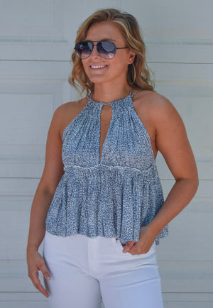 Tanya Top- Blue Cheetah