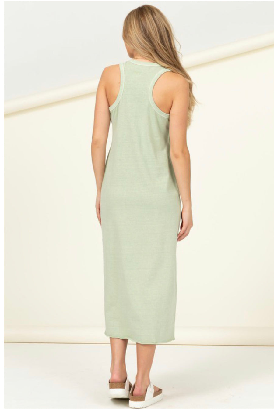 Casual Sunday Midi Dress- Light Green