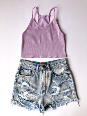 Easy Goin Crop Top -Lavender