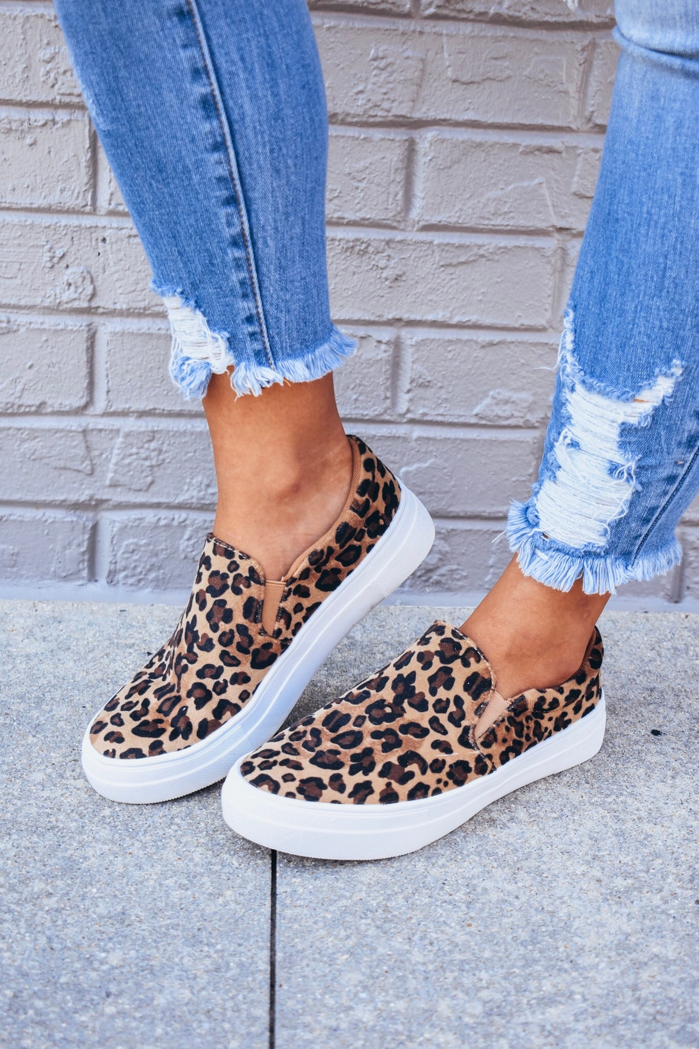 grey leopard slip on sneakers