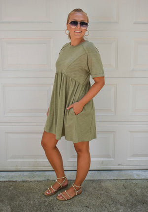 Olive T-shirt Dress