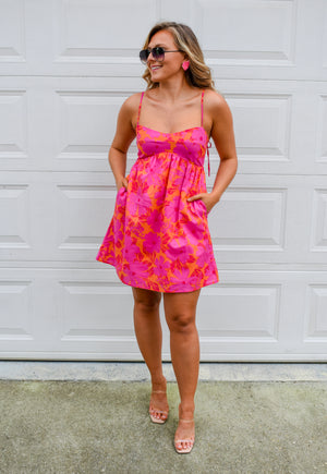 The Lover Dress - Orange/ Fuchsia