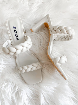 The Hazel Braided Heels -Bone