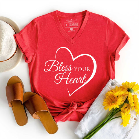 Bless your heart funny Christian v-neck for women