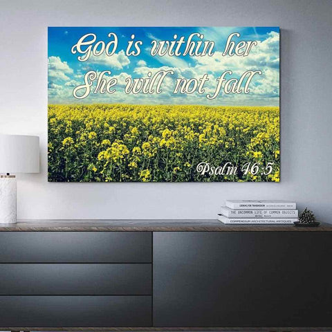 A canvas wall print with words from Psalm 46:5