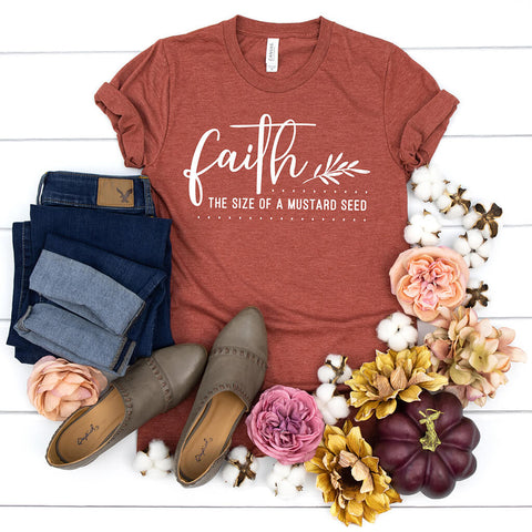 Faith the side of a mustard seed can move mountains t-shirt