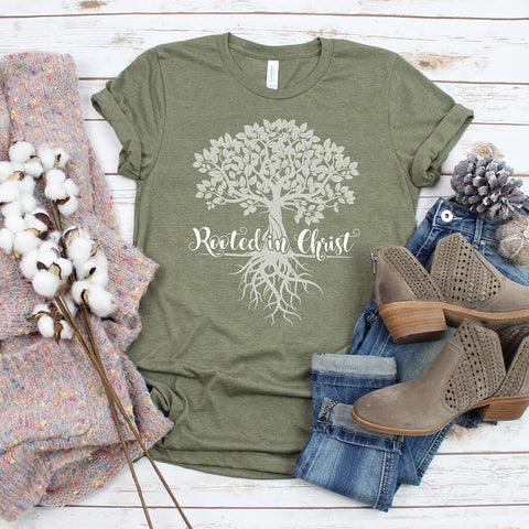 Rooted in Christ shirt inspired by the Bible