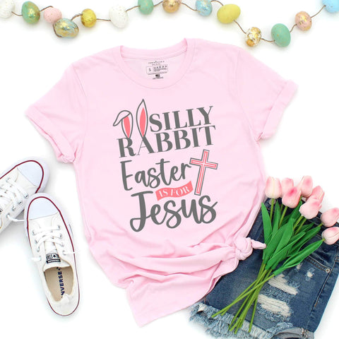 Silly rabbit Easter is for Jesus t-shirt in pink