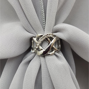Chiffon U Wrap with Diamante Scarf Ring Set (Silvery Grey)