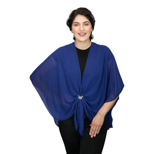 Chiffon U Wrap with Diamante Scarf Ring Set (Royal with Butterfly Ring)