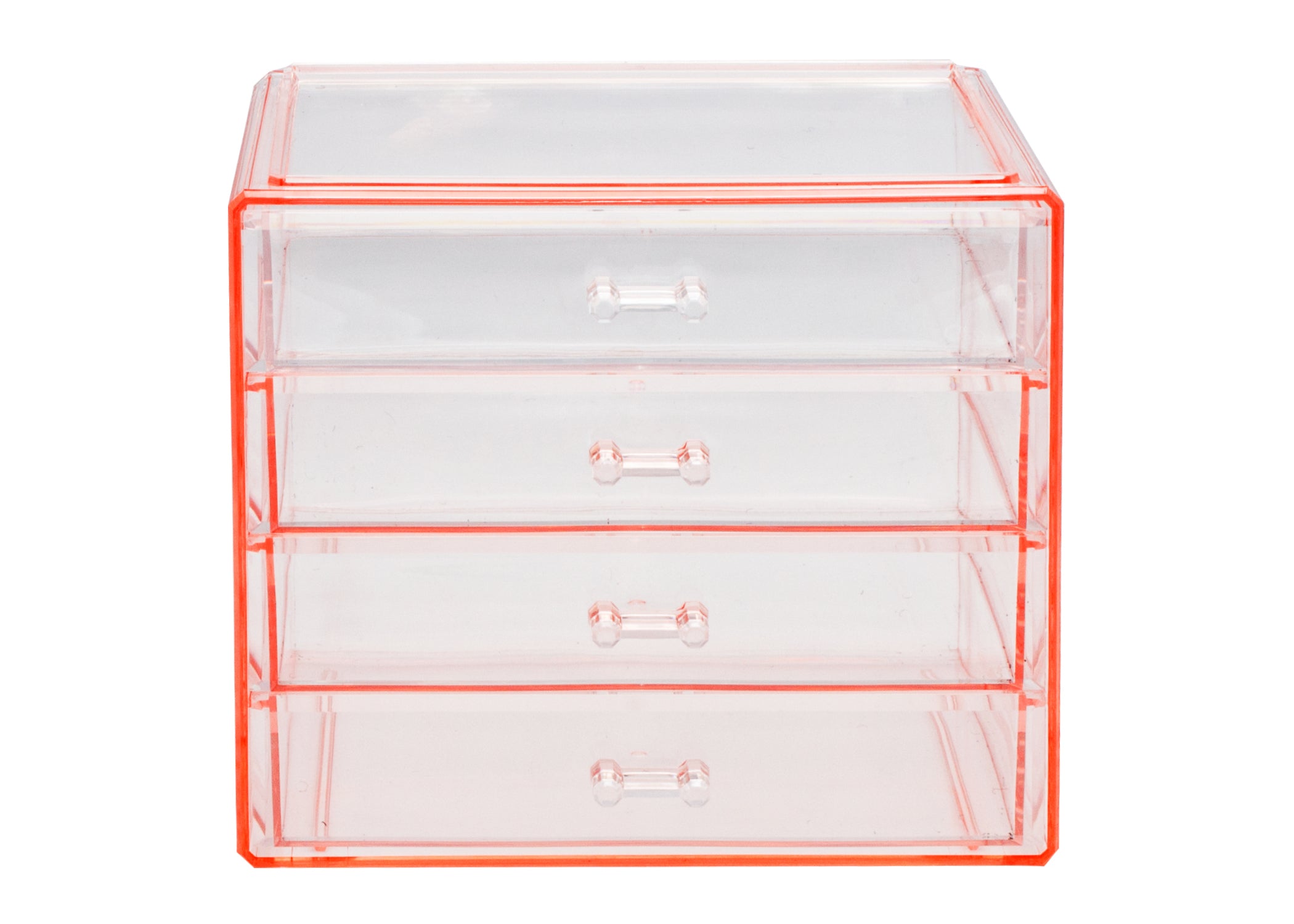Makeup and Jewelry Cosmetic Storage Case Display - 4 Drawers - Pink