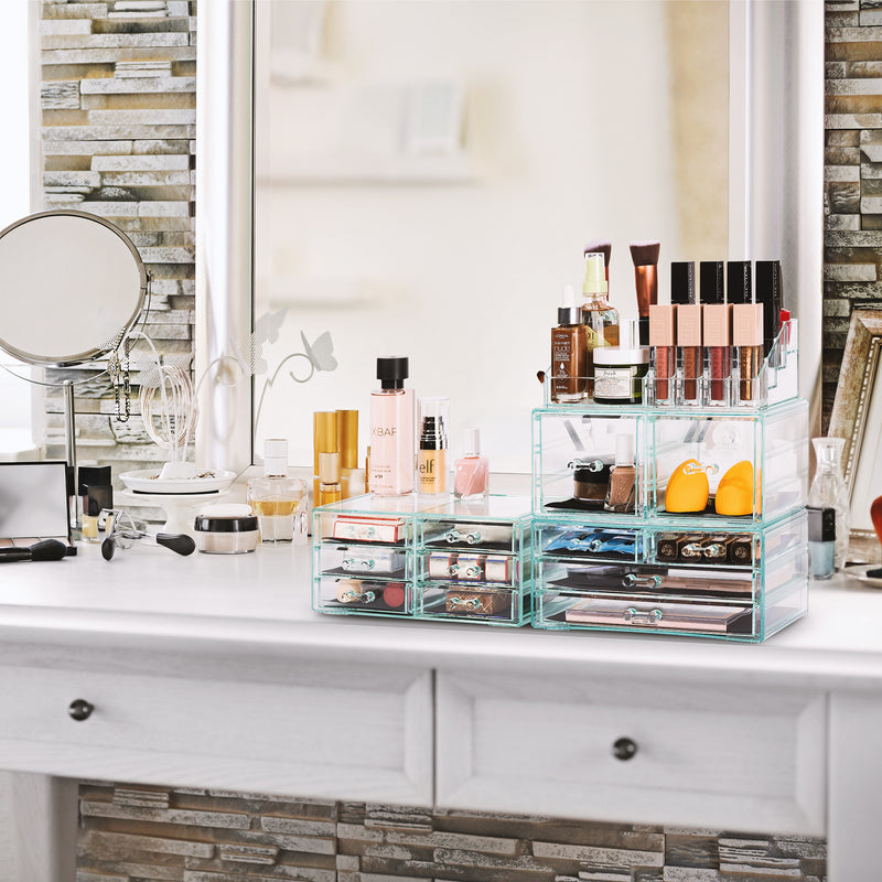 X-Large Clear Makeup Organizer Case - 4 Piece Set drawers) – Sorbus Beauty