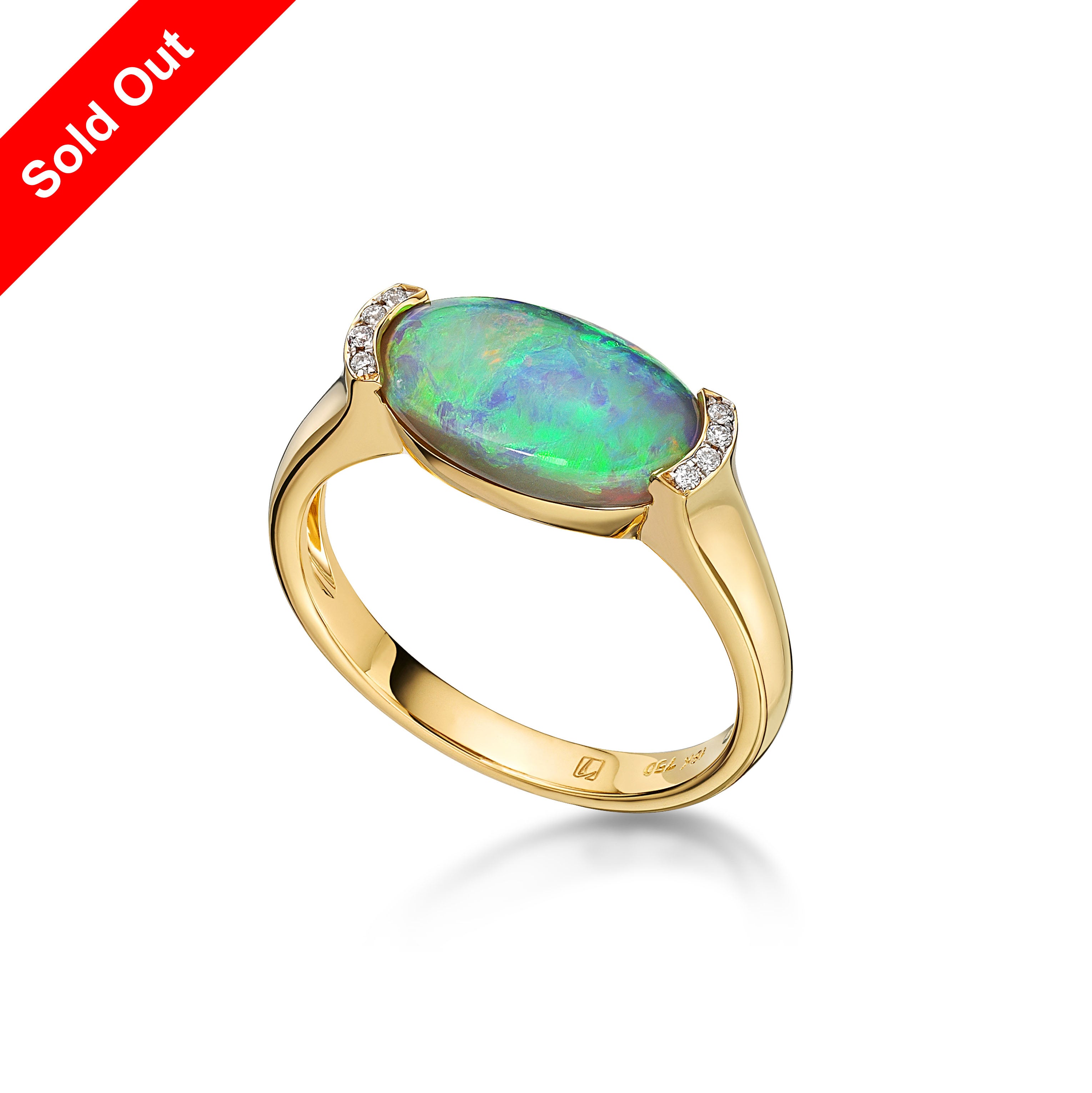 18K Yellow Gold & Black Opal Ring - toscow sydney