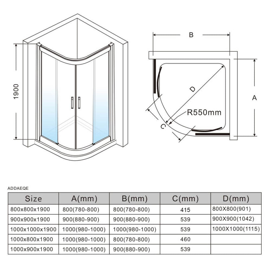 Corner Curved Framed 2 Sliding Door Shower Screen - Elegant Showers