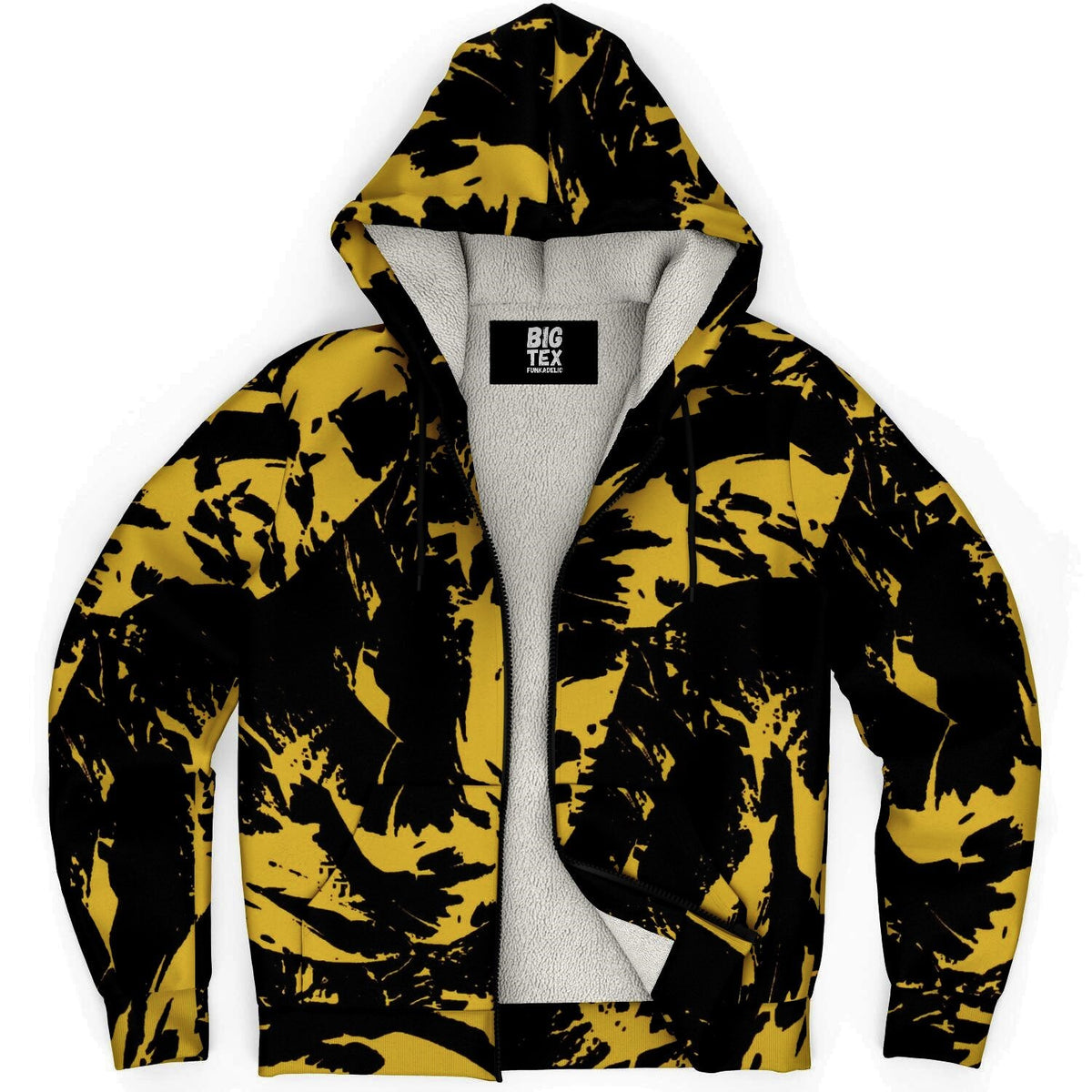 Black and Yellow Paint Splatter Sherpa Hoodie – BigTexFunkadelic