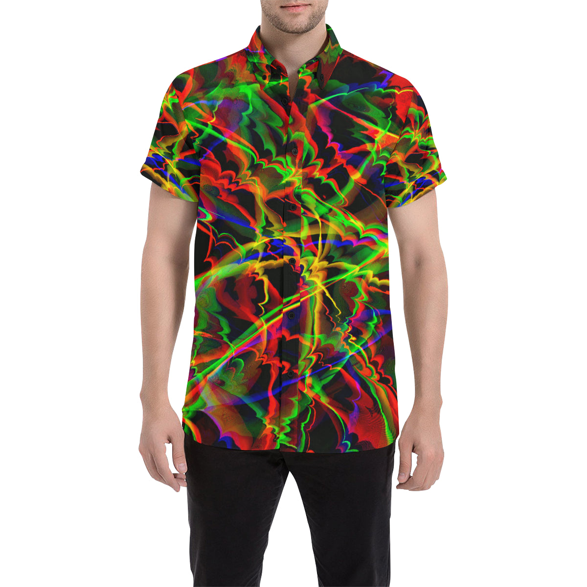 Rainbow Burst Short Sleeve Button Up Shirt – BigTexFunkadelic