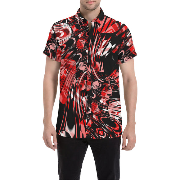 Trippy Red and Black Short Sleeve Button Up Shirt – BigTexFunkadelic