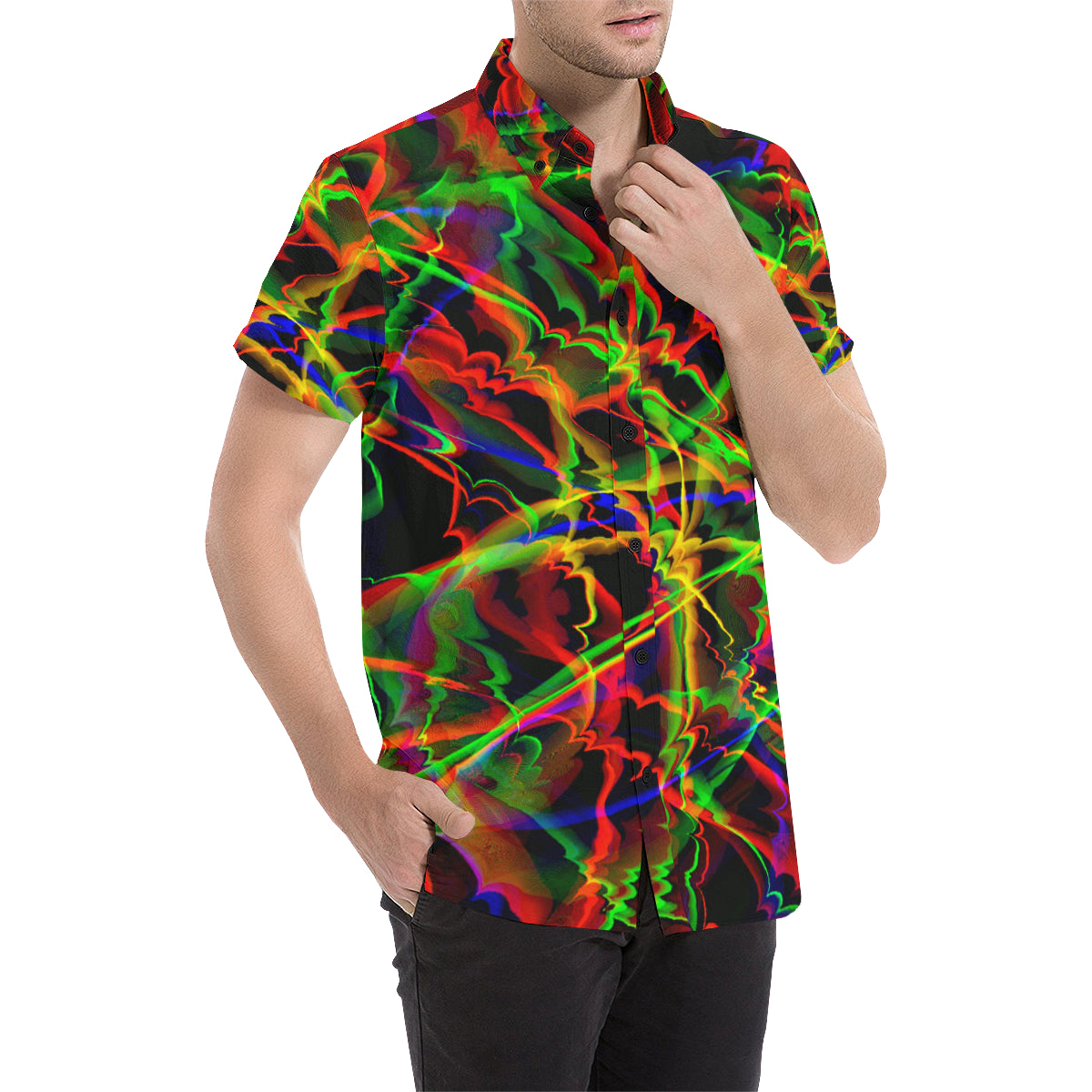 Rainbow Burst Short Sleeve Button Up Shirt – BigTexFunkadelic