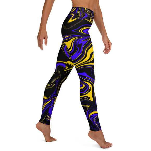 Yellow Blue and Black Oil Spill Yoga Leggings – BigTexFunkadelic