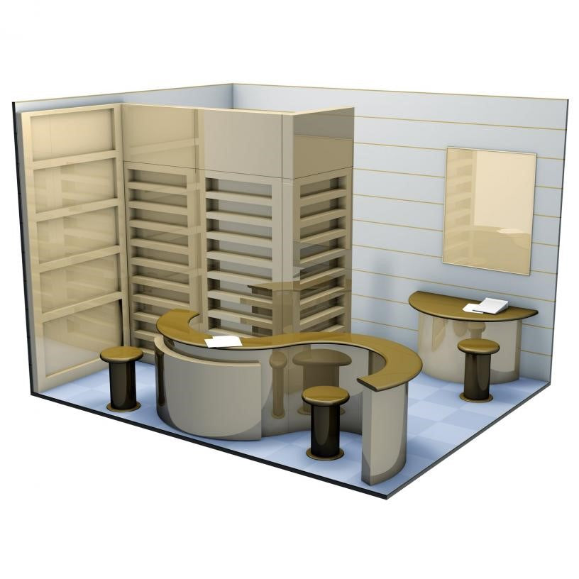 Brown and gold exhibition stand design