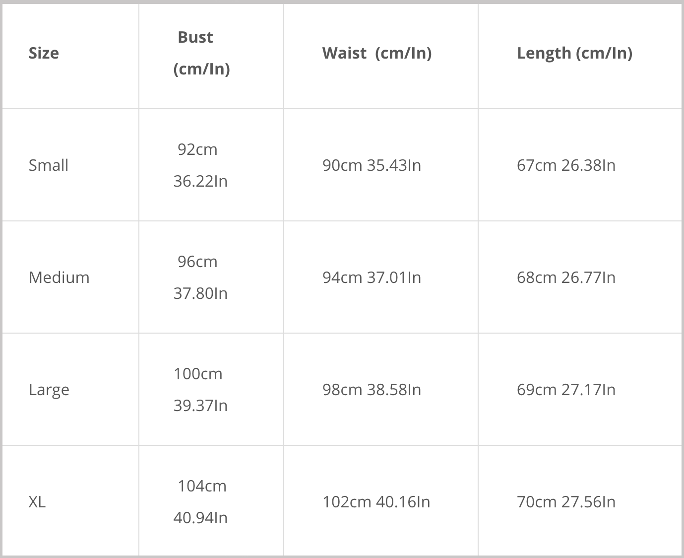 Size Chart