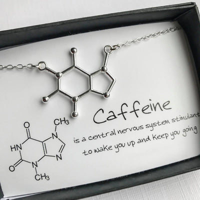 Inspire Uplift Caffeine Molecule Necklace Silver Plated Caffeine Molecule Necklace
