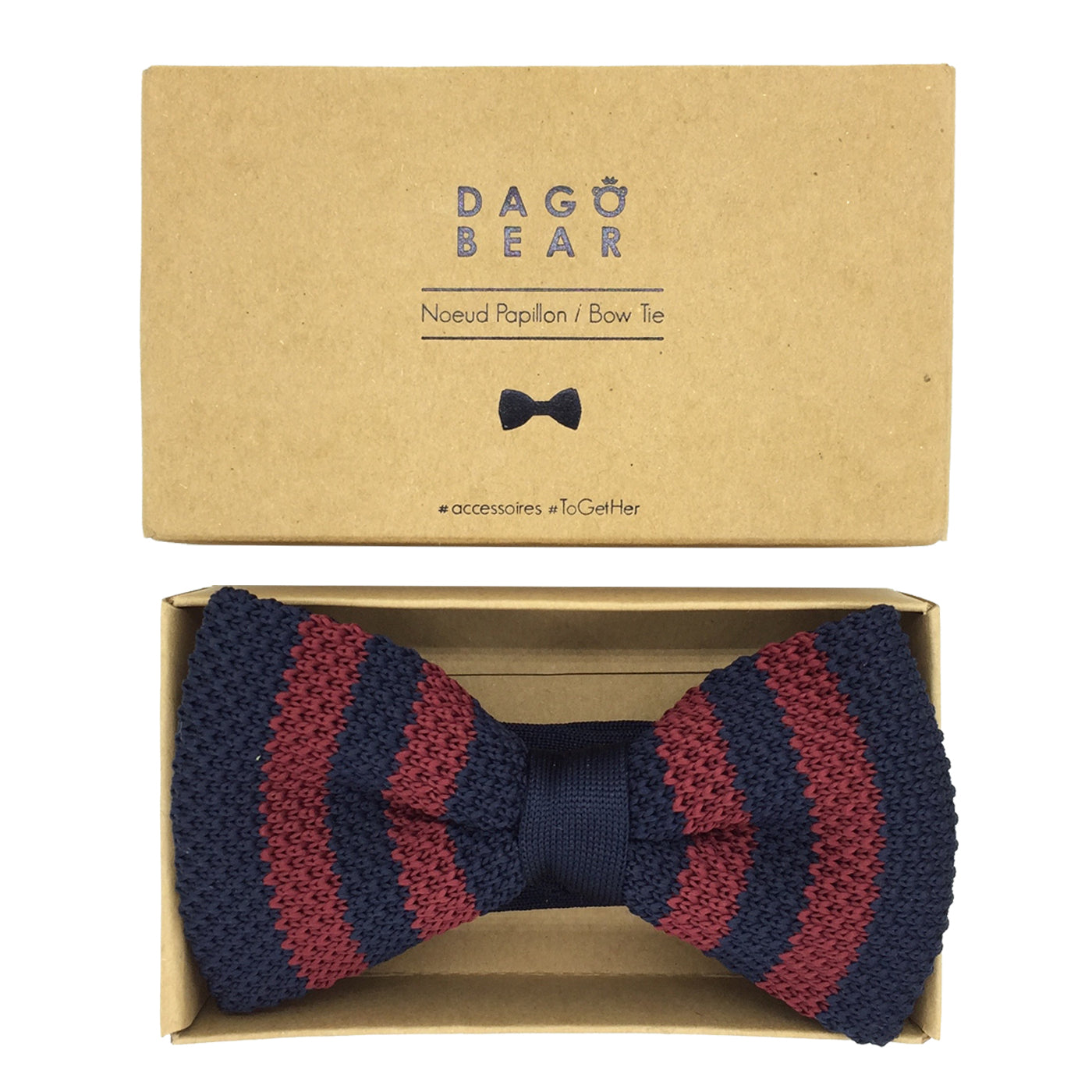 NÅud papillon tricot bleu et rouge - Le Dago Papillon CÃ©sar