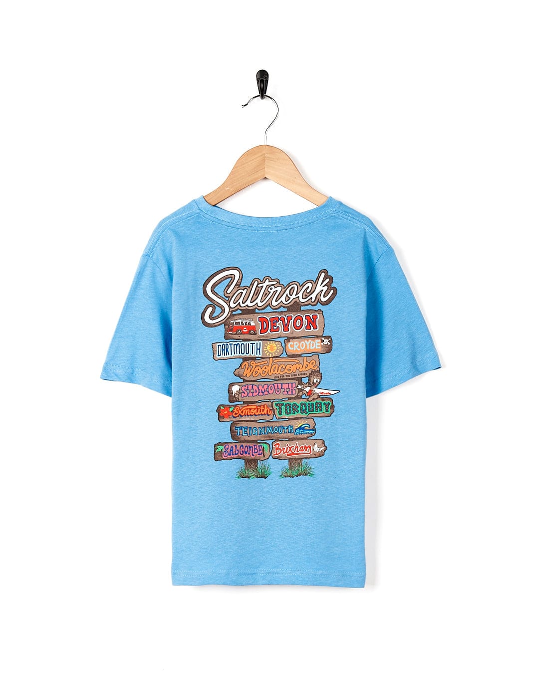 Beach Signs Devon - Kids Short Sleeve T-Shirt - Light Blue