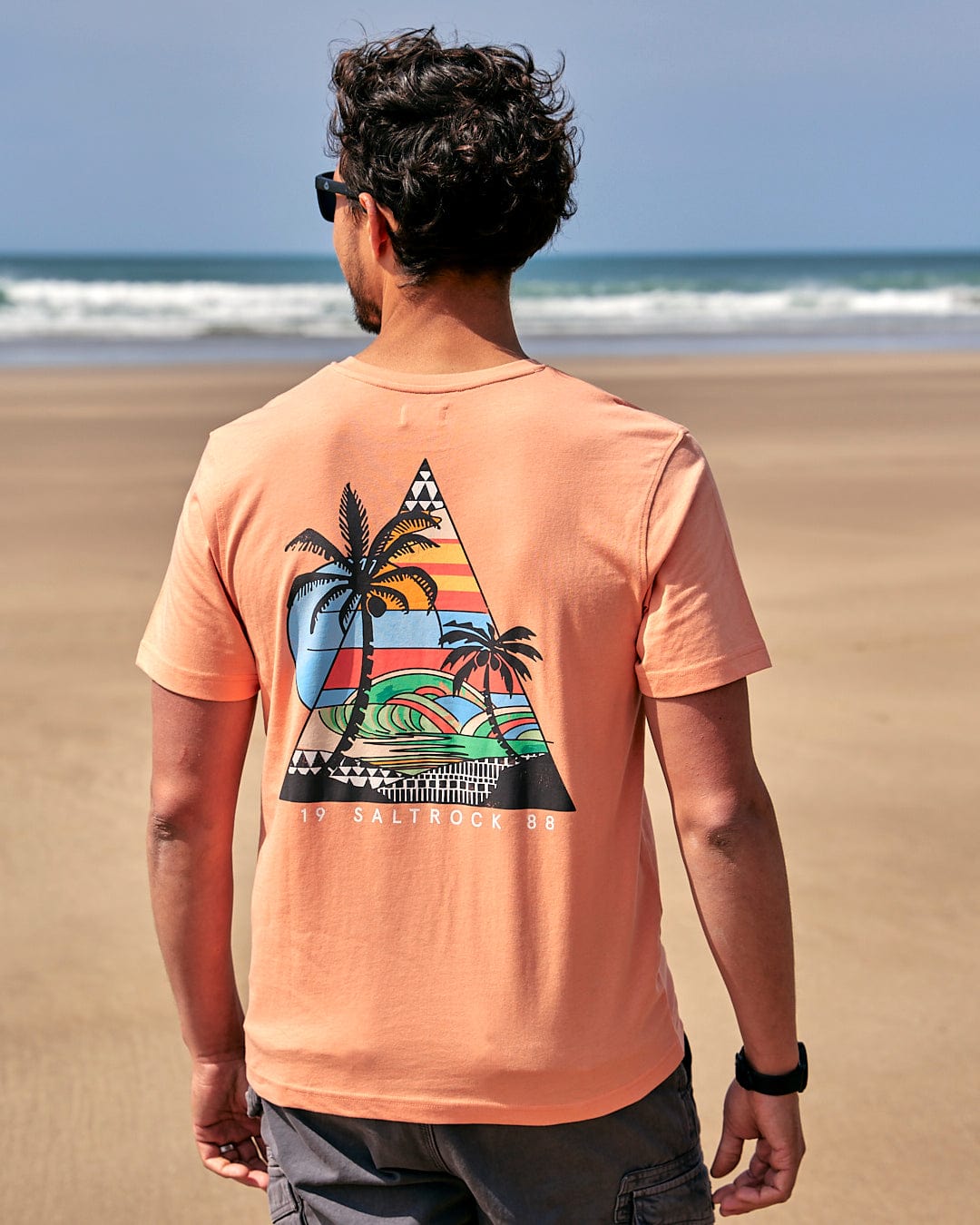 Geo Beach - Mens Short Sleeve T-Shirt - Coral