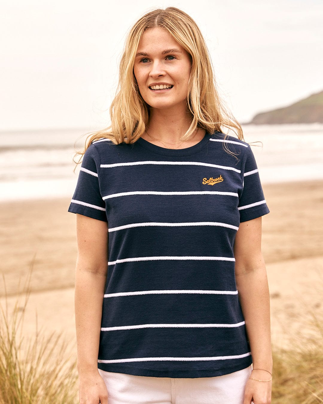 Hartland - Womens Striped Short Sleeve T-Shirt - Blue